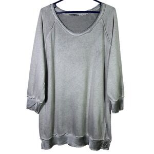 Made in Italy Gray Lagenlook Cotton Tunic Silk Blend Cuffs One Size Avant Garde